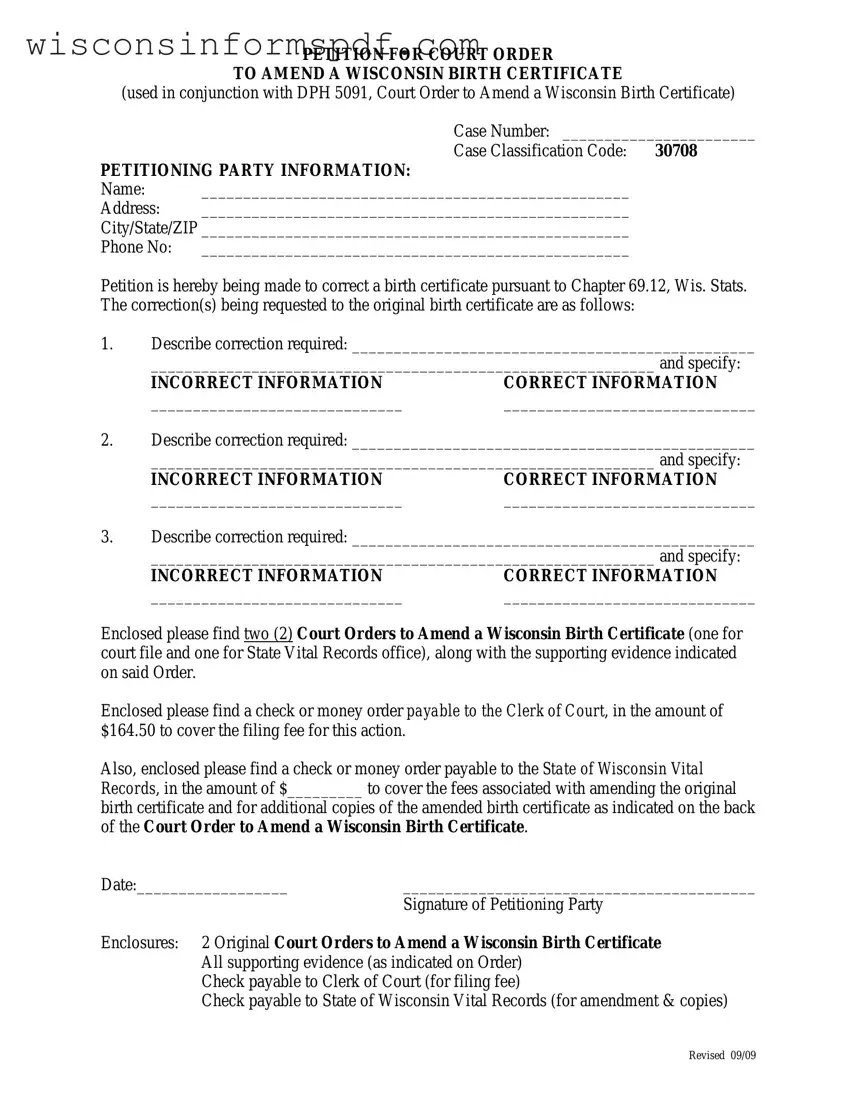 Fill Your Court Order To Amend A Wisconsin Birth Certificate Form