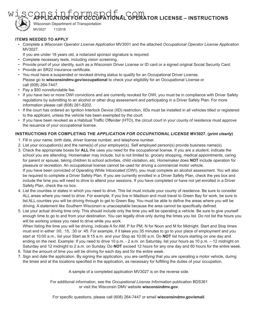 Fill Your Mv3027 Wisconsin Form