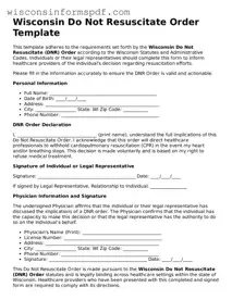Fillable  Do Not Resuscitate Order Document for Wisconsin