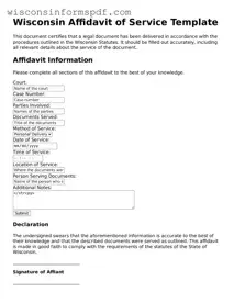 Fillable  Affidavit of Service Document for Wisconsin