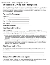 Fillable  Living Will Document for Wisconsin