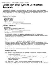 Fillable  Employment Verification Document for Wisconsin