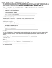Fillable  Transfer-on-Death Deed Document for Wisconsin