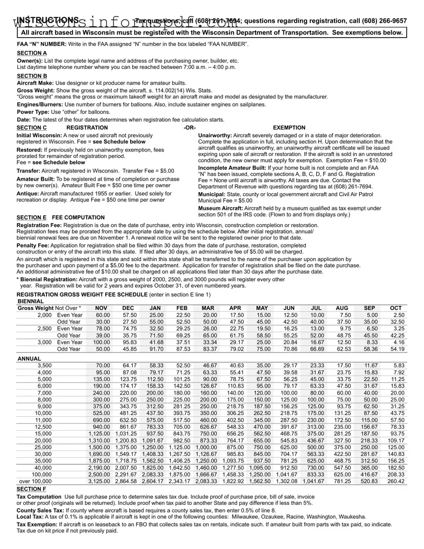Fill Your Wisconsin Aircraft Registration Form