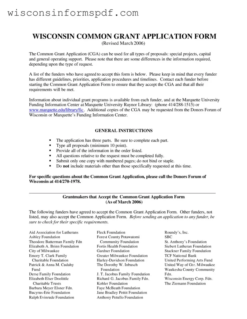 Fill Your Wisconsin Common Grant Application Form