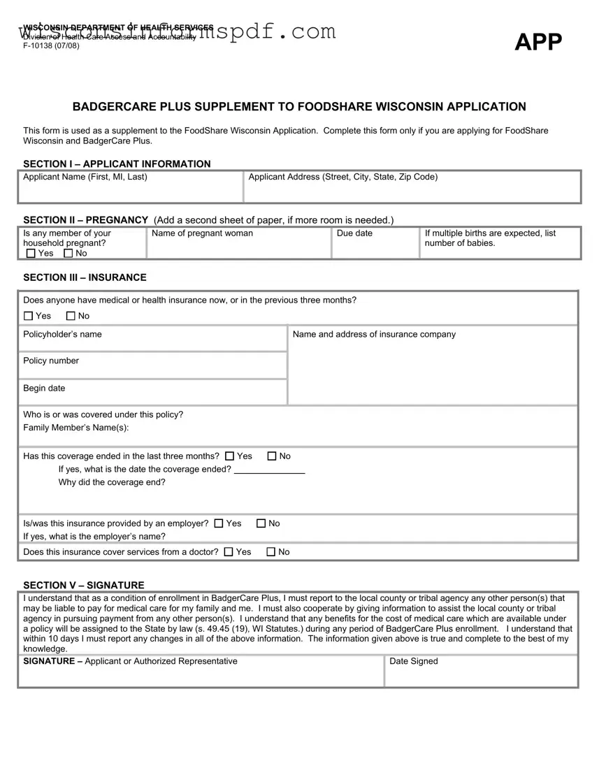 Fill Your Wisconsin F 10138 Form