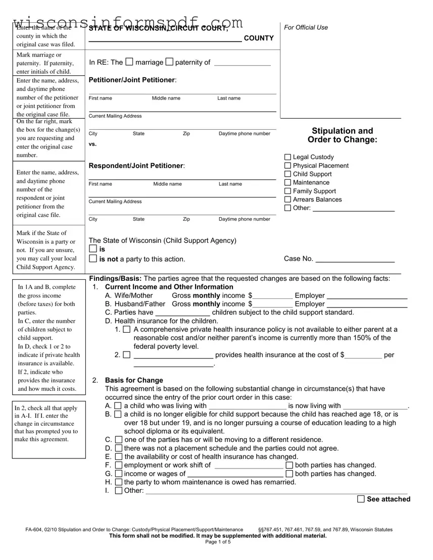 Fill Your Wisconsin Fa 604 Form