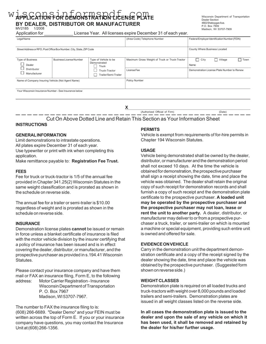 Fill Your Wisconsin Mv2185 Form