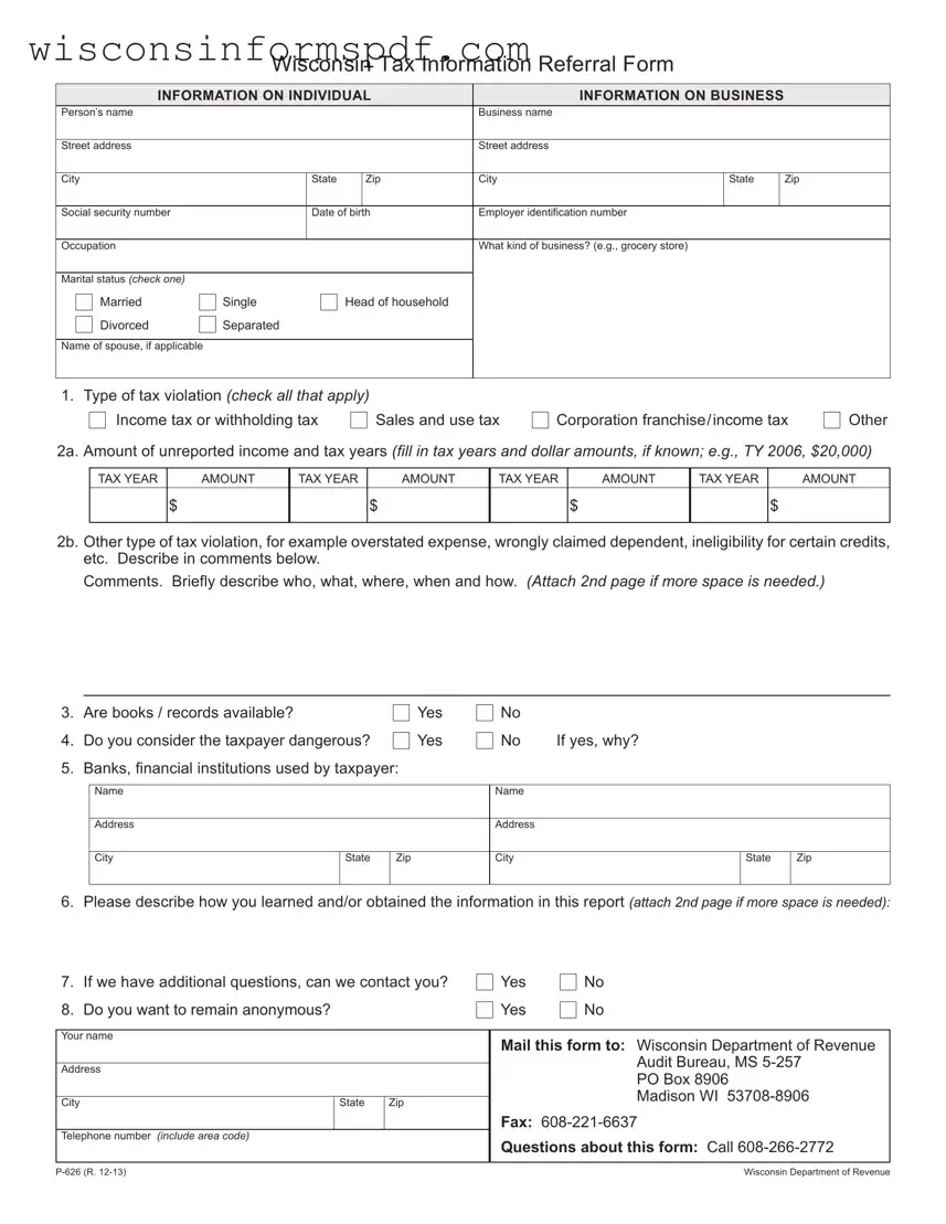 Fill Your Wisconsin P 626 Form