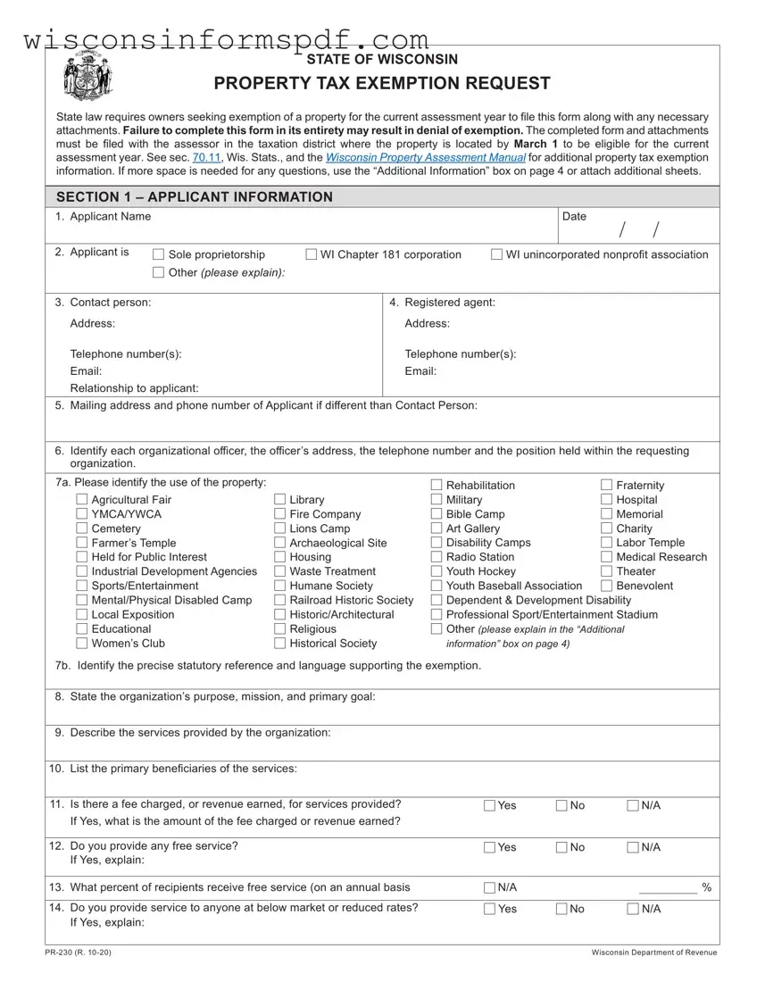 Fill Your Wisconsin Pr 230 Form