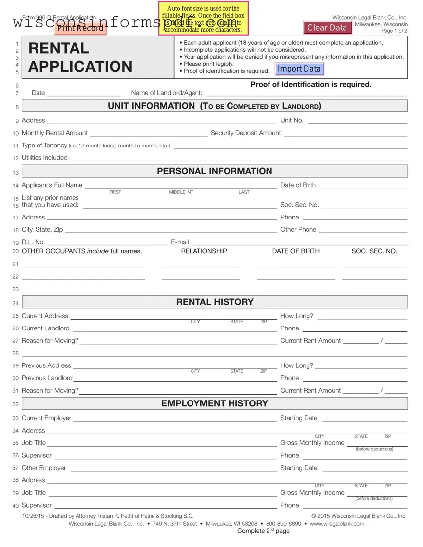 Fill Your Wisconsin Rental Application Form