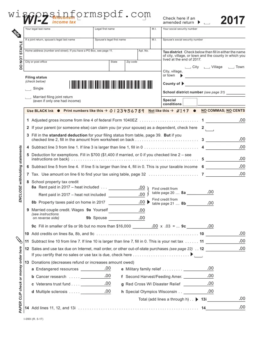 Fill Your Wisconsin Wi Z Form