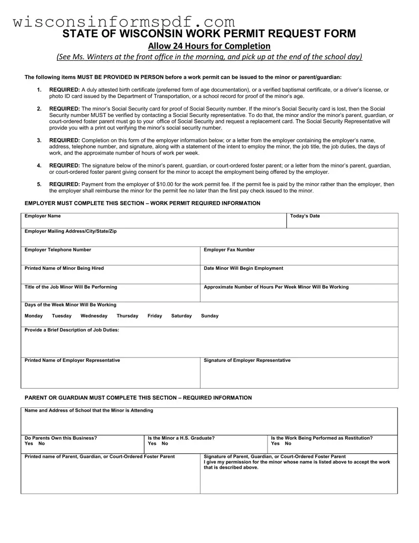 Fill Your Wisconsin Work Permit Form