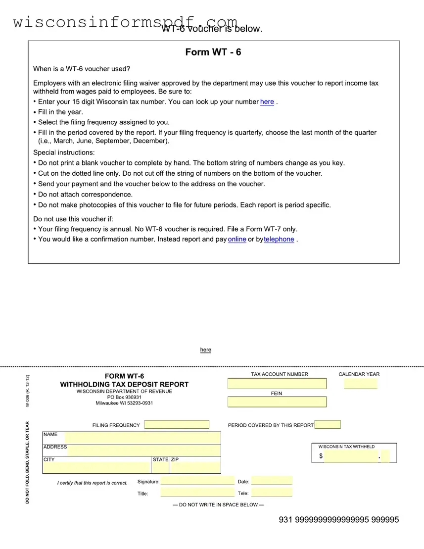 Fill Your Wisconsin Wt 6 Withholding Form